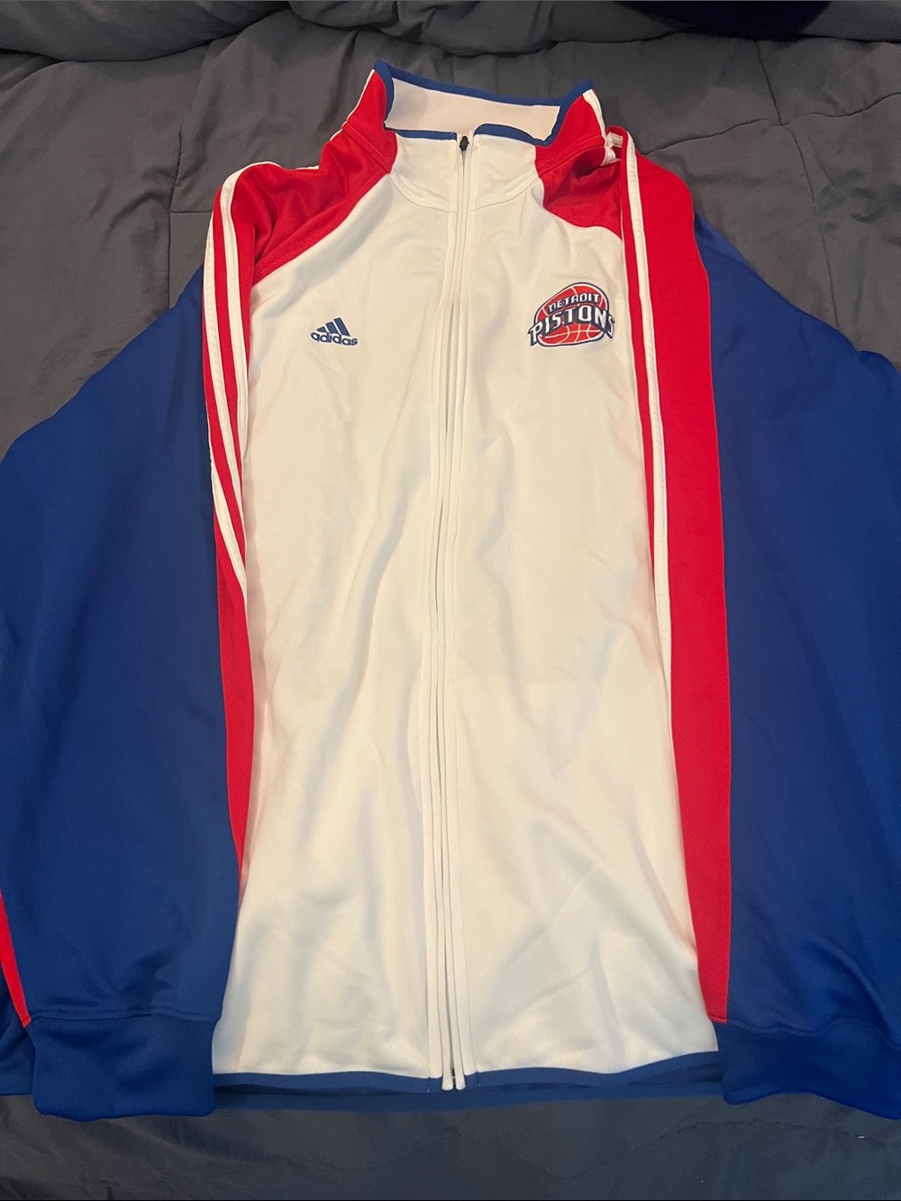 Adidas Clima365 White, Red & Blue Detroit Pistons Track Jacket